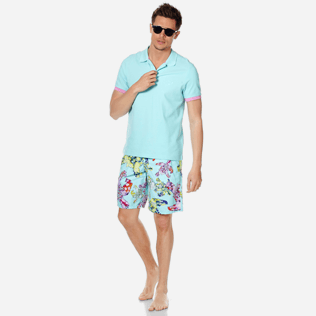 Hombre Autros Liso - Polo de algodón liso para hombre, Acqua supp2 Hombre Autros Liso - Polo de algodón liso para hombre, Acqua supp2