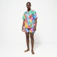 Men Others Printed - Men Bowling Shirt Linen Faces In Places - Vilebrequin x Kenny Scharf, Multicolor back worn view
