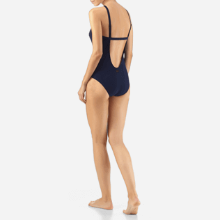 Damen Einteiler Uni - Eleganter Badeanzug, Marineblau backworn Damen Einteiler Uni - Eleganter Badeanzug, Marineblau backworn