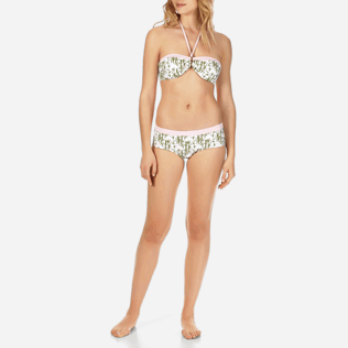 Mujer Bandeau Estampado - Top de bikini bandeau con estampado Bamboo Song para mujer, Peony frontworn Mujer Bandeau Estampado - Top de bikini bandeau con estampado Bamboo Song para mujer, Peony frontworn