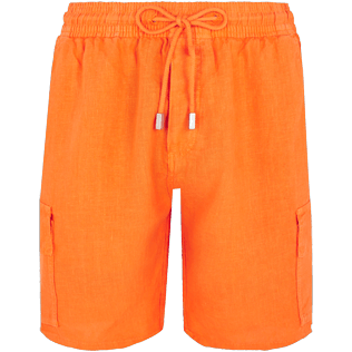 Homme AUTRES Uni - Bermuda poches cargo en Lin Homme Uni, Flamme front Homme AUTRES Uni - Bermuda poches cargo en Lin Homme Uni, Flamme front