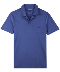 Men Others Solid - Men Tencel Polo Shirt Solid, Sea blue front view