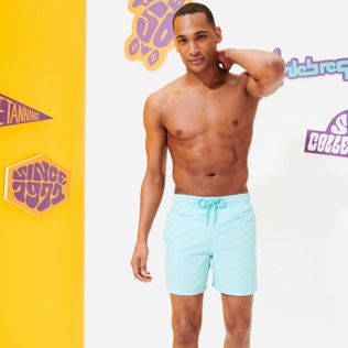 Picture of Men Others Solid - Men Swimwear Solid, Lagoon front worn view Picture of Men Others Solid - Men Swimwear Solid, Lagoon front worn view