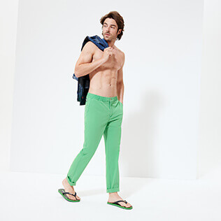 Hombre Autros Liso - Pantalones con cinturilla elástica para hombre, Hierba verde detalles vista 2