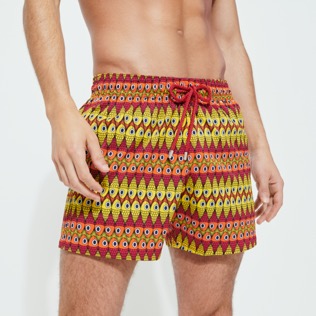 Men Others Printed - Men Stretch Swimwear Fish on Line, Burgundy details view 2