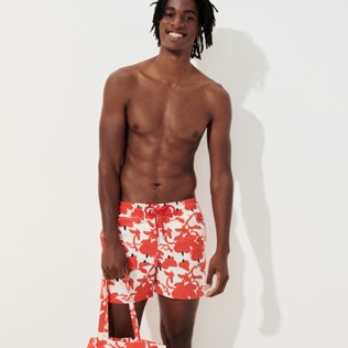 Men Classic Printed - Men Swimwear Lantern Flowers- Vilebrequin x Donald Sultan, White details view 5