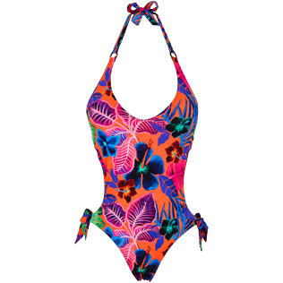 Women Trikini Printed - Women trikini one piece swimsuit Porto Rico, Bright orange front Women Trikini Printed - Women trikini one piece swimsuit Porto Rico, Bright orange front