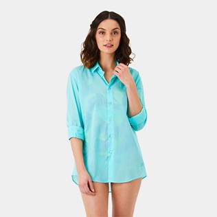 Men Others Solid - Unisex cotton voile Shirt Solid, Lagoon details view 5