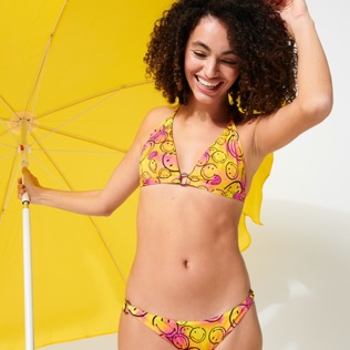 Women Others Printed - Women Bikini Bottom Midi Brief Monsieur André - Vilebrequin x Smiley®, Lemon details view 2
