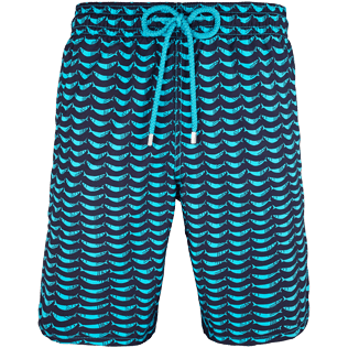 Hombre Corte Largo Estampado - Bañador de corte largo con estampado Poissons Hamac, Celeste front Hombre Corte Largo Estampado - Bañador de corte largo con estampado Poissons Hamac, Celeste front