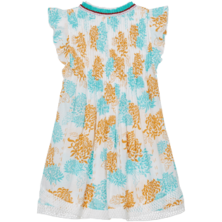 Girls Others Printed - Girl Mini Dress Iridescent Flowers of Joy- Vilebrequin x Poupette St Barth, Terracotta back view