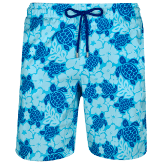 Hombre Clásico largon Estampado - Bañador largo elástico con estampado Tortues Hawaï para hombre - EXCLUSIVA ONLINE, Celeste front Hombre Clásico largon Estampado - Bañador largo elástico con estampado Tortues Hawaï para hombre - EXCLUSIVA ONLINE, Celeste front