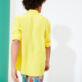 Men Others Solid - Men Linen Shirt Solid, Lemon back worn view