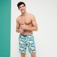 Men Short classic Printed - Men Swimwear Long Ultra-light and packable Urchins & Fishes, White front worn view