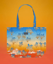 Others Printed - Unisex Tote Bag Ronde des Tortues Sunset - Vilebrequin x The Beach Boys, Multicolor front view