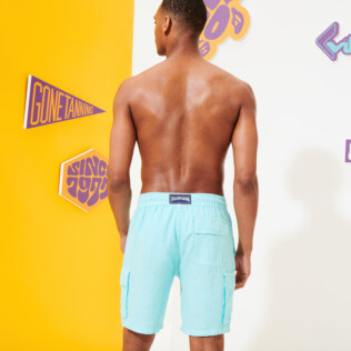 Men Others Solid - Men Cargo Linen Bermuda Shorts Solid, Lagoon backworn Men Others Solid - Men Cargo Linen Bermuda Shorts Solid, Lagoon backworn