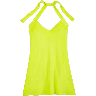 Women Others Solid - Women Short Halter Terry Cloth Dress Solid, Chartreuse front Women Others Solid - Women Short Halter Terry Cloth Dress Solid, Chartreuse front