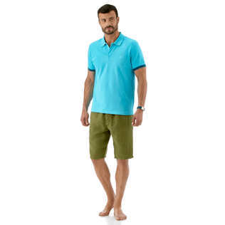 Uomo Polo Unita - Polo in piquet di cotone, Azzurro frontworn Uomo Polo Unita - Polo in piquet di cotone, Azzurro frontworn