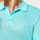 男款 Others 纯色 - 男士纯色亚麻运动 Polo 衫, Lazulii blue 细节视图1