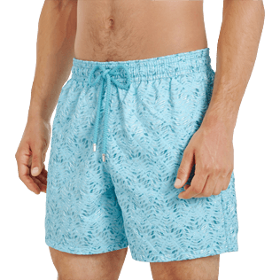 Men Swim Trunks Embroidered Perspective Fish Lagoon details view 1