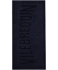 Solid Organic Cotton Beach Towel Navy front view