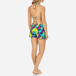 Mujer Autros Estampado - Pantalón corto en tejido de bañador elástico con estampado Birds of Paradise para mujer, Veronese green backworn Mujer Autros Estampado - Pantalón corto en tejido de bañador elástico con estampado Birds of Paradise para mujer, Veronese green backworn
