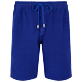 Men Others Graphic - Men Linen Bermuda Shorts Rayures, Purple blue front view