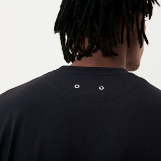 Herren Andere Bestickt - Solid T-Shirt aus Baumwolle mit aufgestickter Schildkröte für Herren, Marineblau Details Ansicht 6
