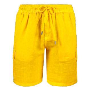 Hombre Autros Liso - Bermudas tipo cargo en lino de color liso para hombre, Mango front Hombre Autros Liso - Bermudas tipo cargo en lino de color liso para hombre, Mango front