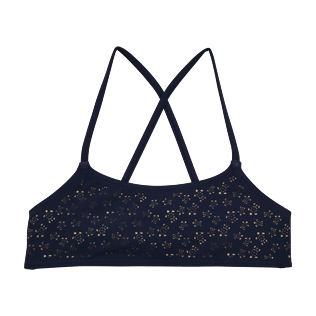 Niñas Tops Lazercut - Top de bikini bandeau con estampado Micro Ronde des Tortues, Azul marino front Niñas Tops Lazercut - Top de bikini bandeau con estampado Micro Ronde des Tortues, Azul marino front