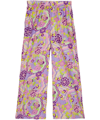 Donna Altri Stampato - Pantaloni donna in seta Rainbow Flowers, Cyclamen vista frontale