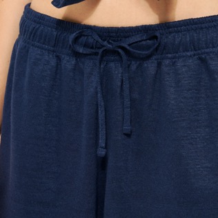 男款 Others 纯色 - Unisex Linen Jersey Bermuda Shorts Solid, Navy 细节视图6