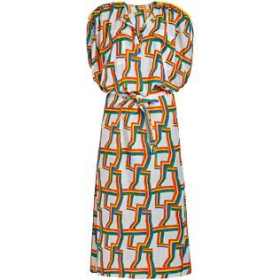 Mujer Autros Estampado - Vestido largo en gasa de algodón con estampado Africain para mujer - Vilebrequin x JCC+ - Edición limitada, Blanco front Mujer Autros Estampado - Vestido largo en gasa de algodón con estampado Africain para mujer - Vilebrequin x JCC+ - Edición limitada, Blanco front
