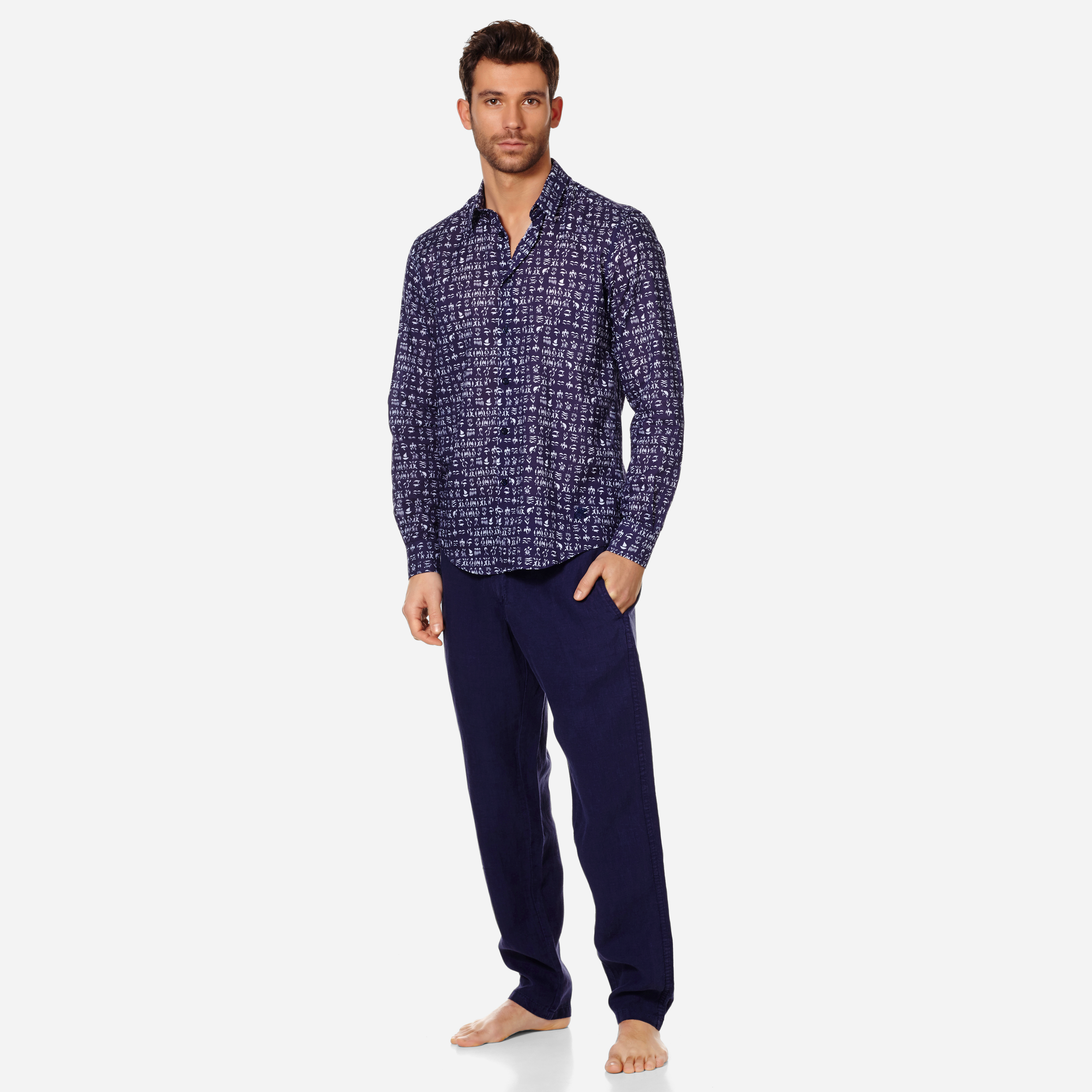 VILEBREQUIN UNISEX COTTON VOILE SHIRT FORTUNE TELLER TURTLES,CCAH9V03