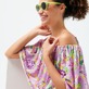 Mujer Autros Estampado - Vestido corto con hombros descubiertos y estampado Rainbow Flowers para mujer, Cyclamen detalles vista 3