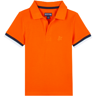 Jungen Andere Uni - Solid Polohemd aus Baumwollpikee für Jungen, Apricot Vorderansicht
