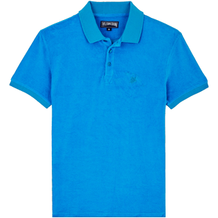 Men Others Solid - Men Terry Cloth Polo Shirt Solid, Hawaii blue front Men Others Solid - Men Terry Cloth Polo Shirt Solid, Hawaii blue front