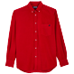 Uomo Altri Unita - Camicia uomo in velluto tinta unita, Rosso carminio vista frontale