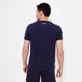 Men Cotton T-Shirt Embroidered The year of the Rabbit Navy back worn view