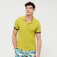 Men Others Solid - Men Cotton Pique Polo Shirt Solid, Matcha front worn view