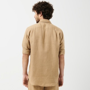 Men Others Solid - Men Linen Shirt Natural Dye, Nuts back worn view