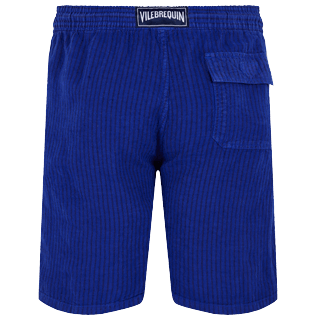 Men Others Graphic - Men Linen Bermuda Shorts Rayures, Purple blue back view