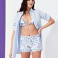 Women Others Embroidered - Women Swim Short Embroidered Cherry Blossom, Sea blue details view 3