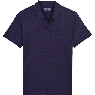 Men Others Solid - Men Linen Jersey Polo Shirt Solid, Midnight blue front Men Others Solid - Men Linen Jersey Polo Shirt Solid, Midnight blue front