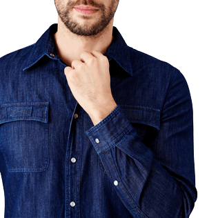 Hombre Autros Liso - Camisa vaquera de algodón para hombre, Dark denim w1 supp1 Hombre Autros Liso - Camisa vaquera de algodón para hombre, Dark denim w1 supp1