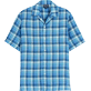 Men Others Graphic - Men Bowling Shirt Checks - Vilebrequin x The Beach Boys, Navy front view
