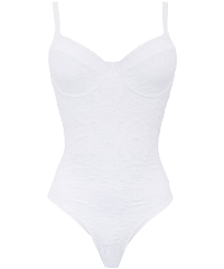Women One piece Embroidered - Women V-neckline One-piece Swimsuit Broderies Anglaises, White front view