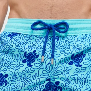 Men Long classic Printed - Men Swimwear Long Turtles Splash Flocked, Lazulii blue details view 1