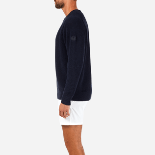 Men Sweaters Solid - Cotton Linen Pull Over, Jeans blue supp3 Men Sweaters Solid - Cotton Linen Pull Over, Jeans blue supp3