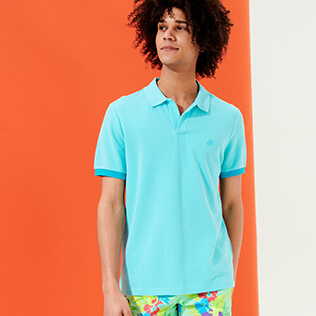 Homme AUTRES Uni - Polo en Piqué de Coton homme uni, Bleu lazuli supp2 Homme AUTRES Uni - Polo en Piqué de Coton homme uni, Bleu lazuli supp2